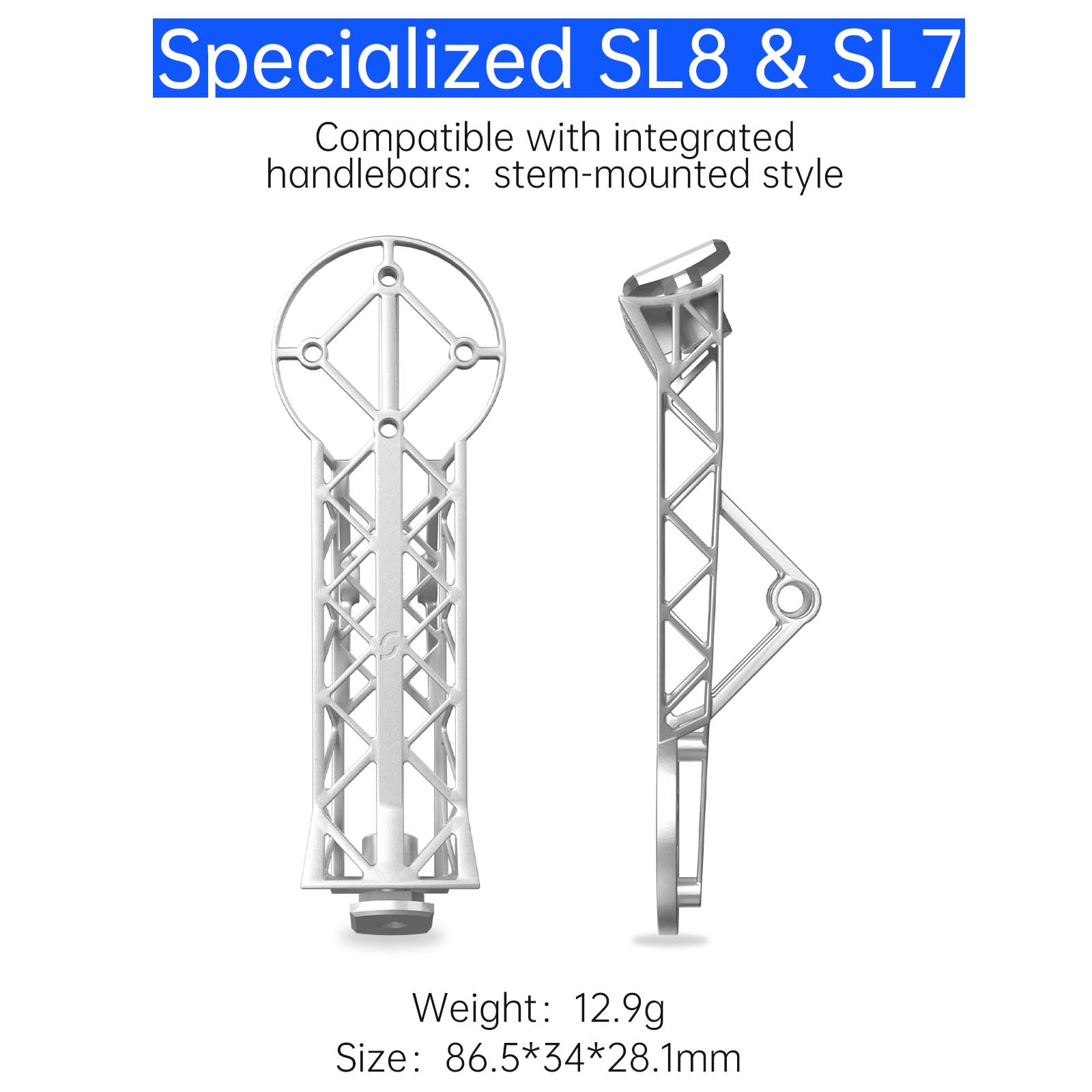 Specialized SL8 & SL7, 3D-Printed Titanium Bike Computer Mount, Samassi Ultra-Light High Strength Bike Mount, Fully Hollowed Design